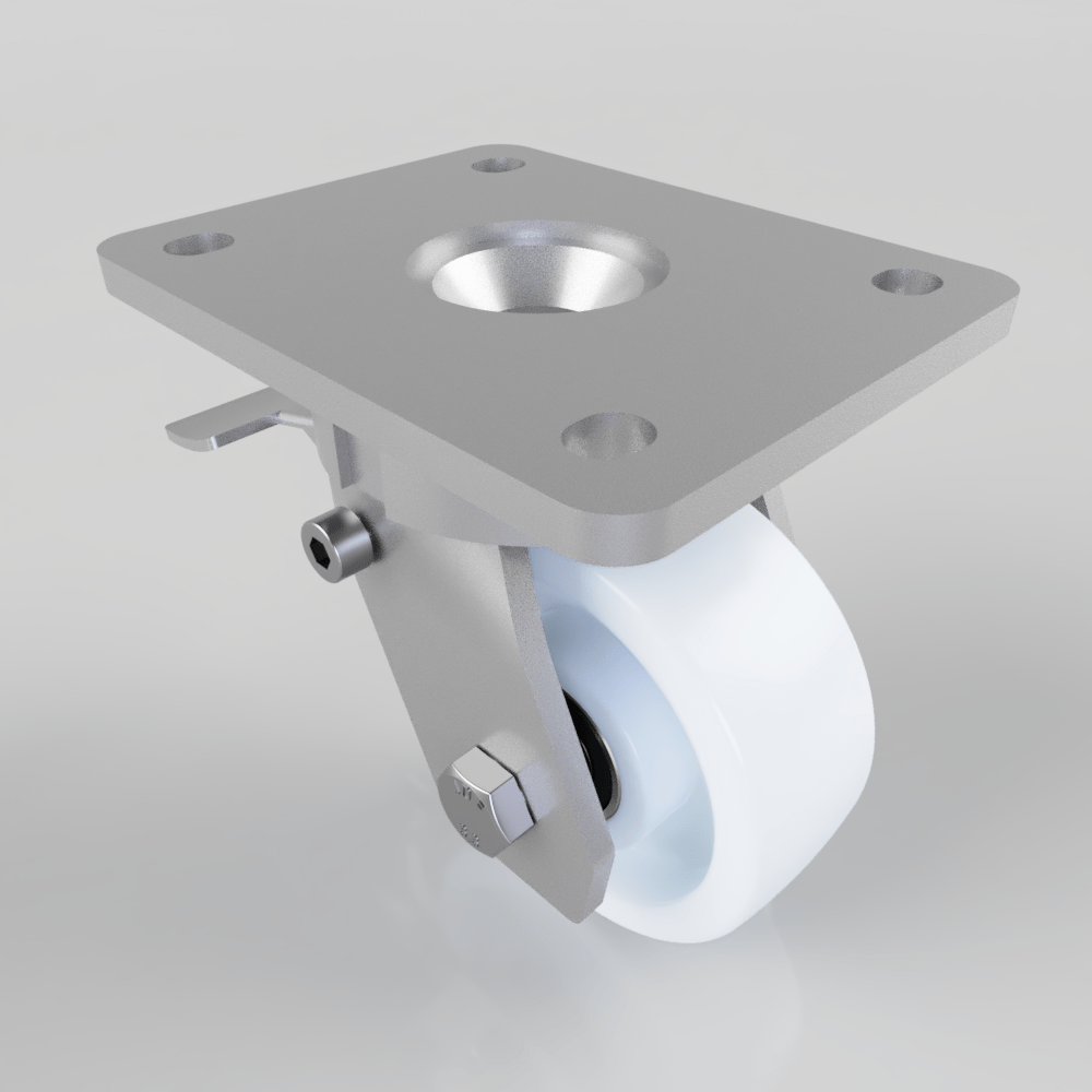 Nylon Plate Swivel Castor Brake 100mm 650kg Load