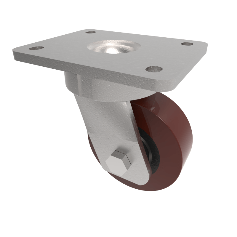 Polyurethane Cast Iron Plate Swivel Castor 100mm 300kg Load