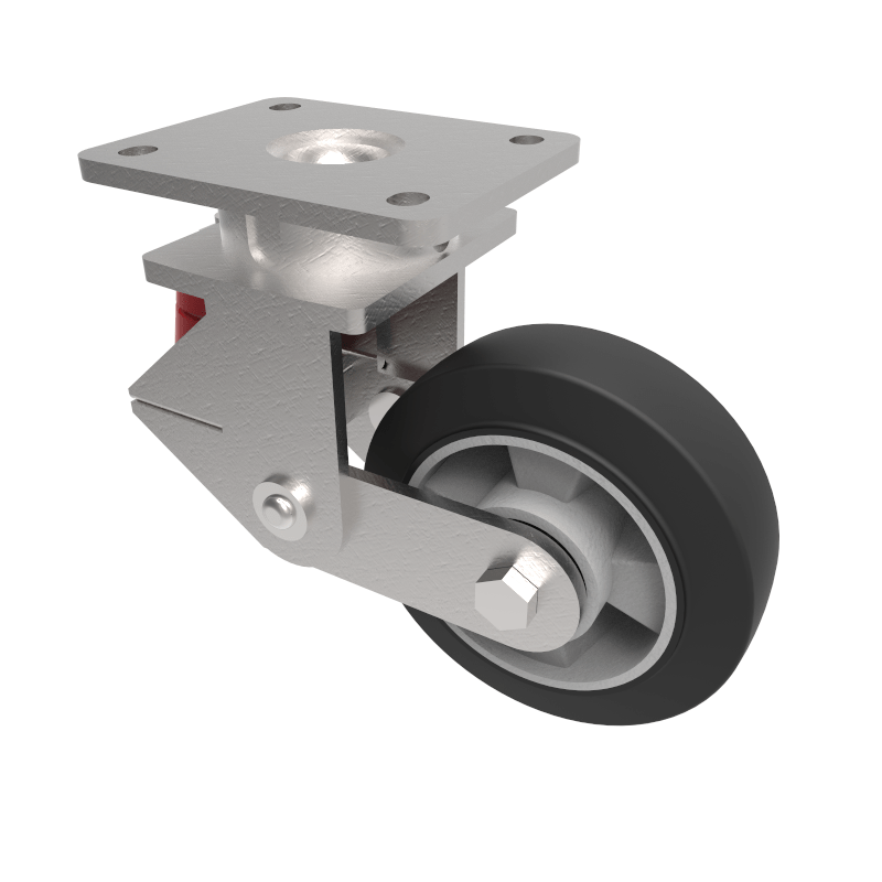 Elastic Rubber on Aluminium Plate Swivel Castor 150mm 350kg Load