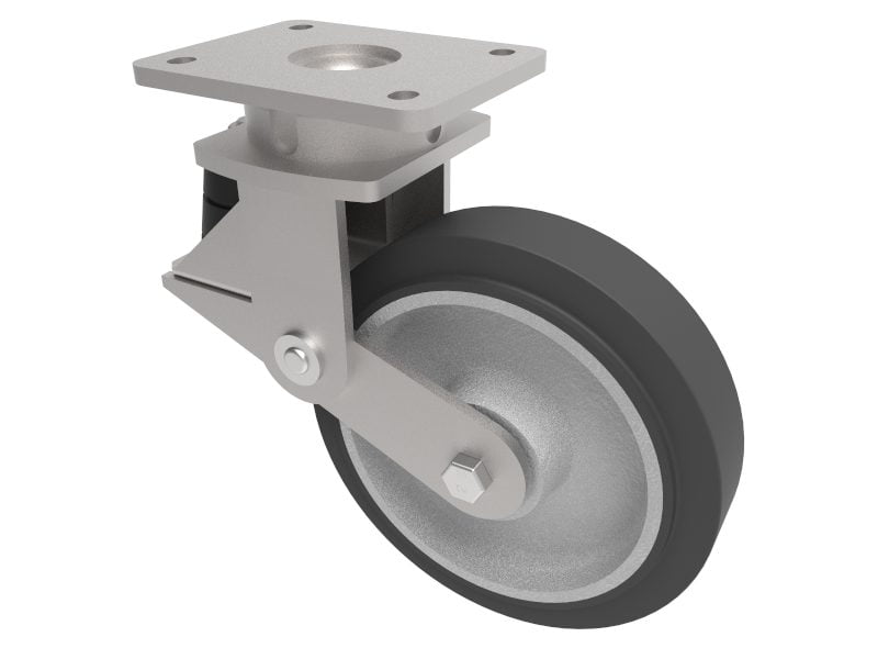Elastic Rubber on Cast Iron Plate Swivel Castor 150mm 200kg Load