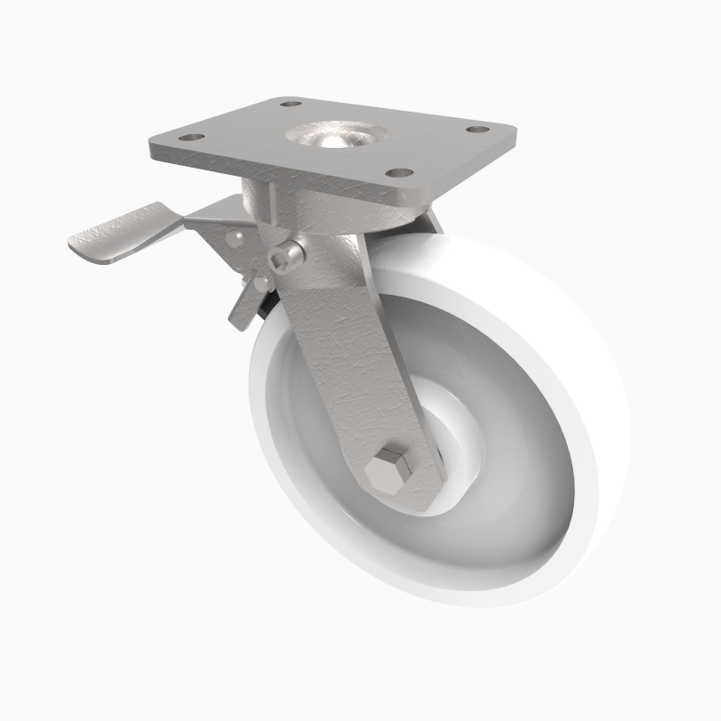 Nylon Plate Swivel Castor Brake 200mm 900kg Load