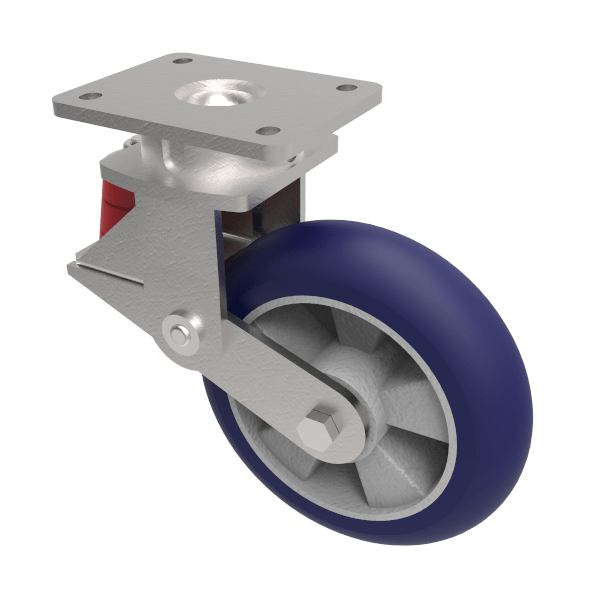 Soft Speed Ergonomic Polyurethane Plate Swivel Castor 200mm 600kg