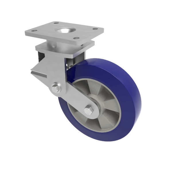 Soft Speed Polyurethane Plate Swivel Castor 200mm 200kg