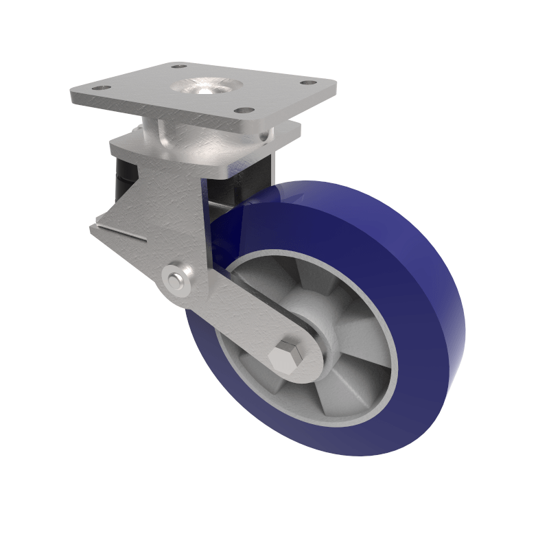 Soft Speed Polyurethane Plate Swivel Castor 150mm 200kg