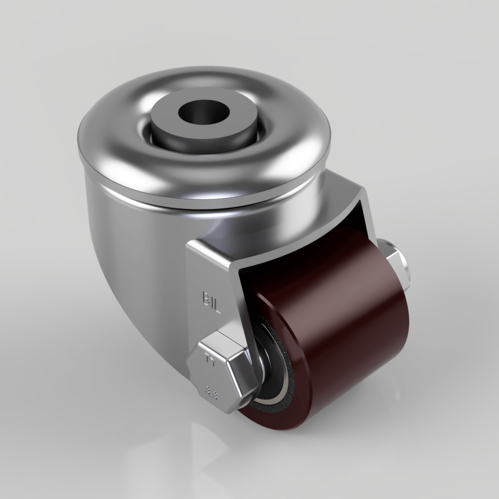 Polyurethane Cast Iron Bolt Hole Swivel Castor 40mm 100kg Load