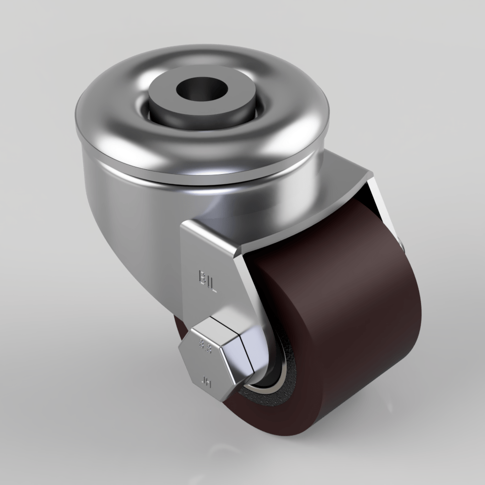 Polyurethane Cast Iron Bolt Hole Swivel Castor 50mm 120kg Load