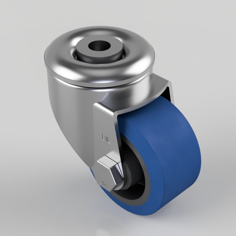 Rubber Bolt Hole Swivel Castor 65mm 100kg Load