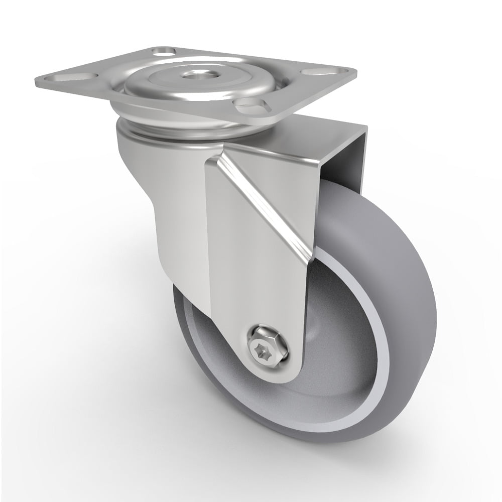 Rubber Swivel Castor Plate 100mm 90kg