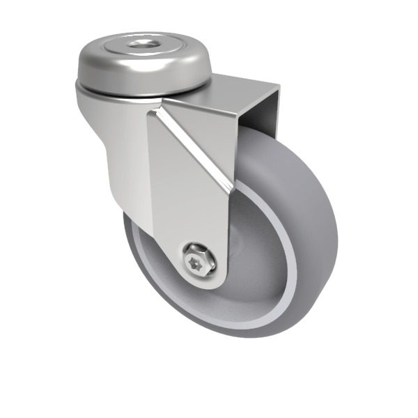 Rubber Swivel Castor Bolt Hole 125mm 100kg