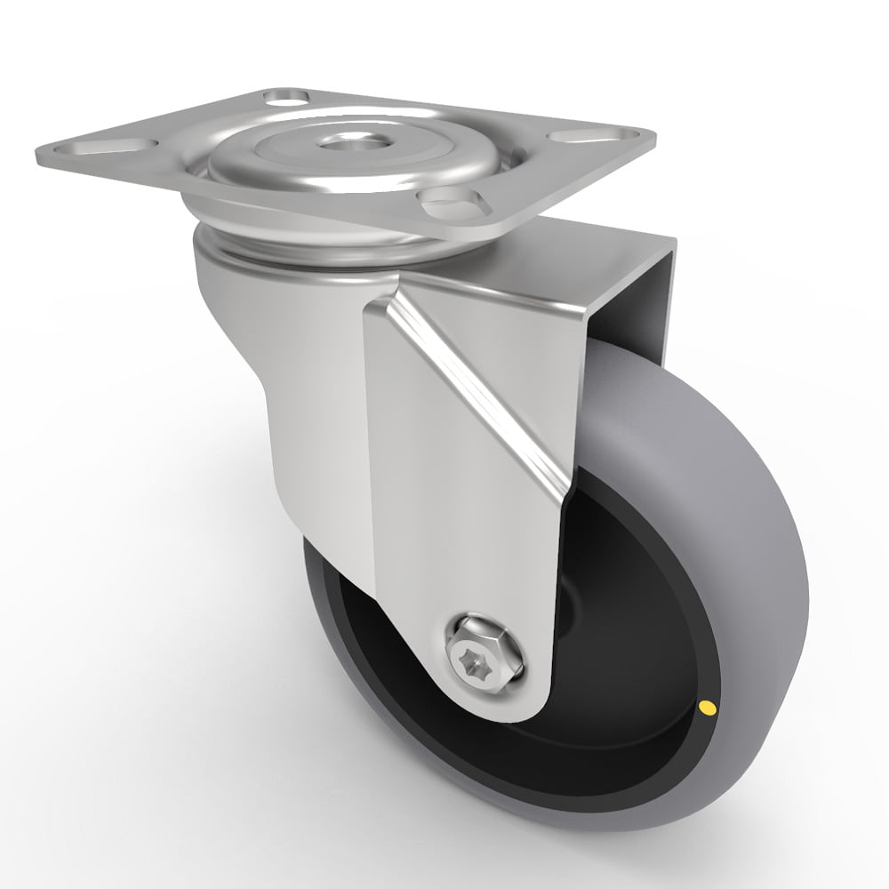 Electrically Conductive Rubber Plate Swivel Castor 100mm 90kg Load