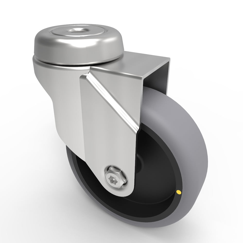 Electrically Conductive Rubber Bolt Hole Swivel Castor 100mm 90kg Load