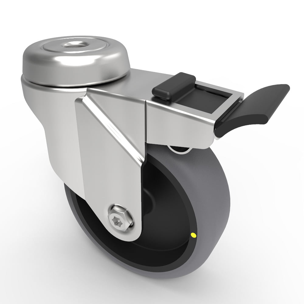 Electrically Conductive Rubber Bolt Hole Swivel Castor Brake 100mm 90kg