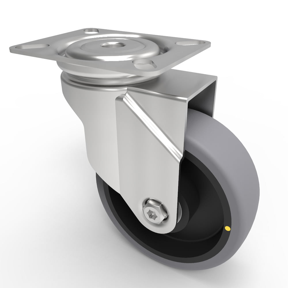 Electrically Conductive Rubber Plate Swivel Castor 100mm 90kg Load