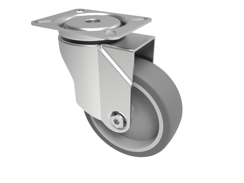 Rubber Swivel Castor Plate 75mm 70kg