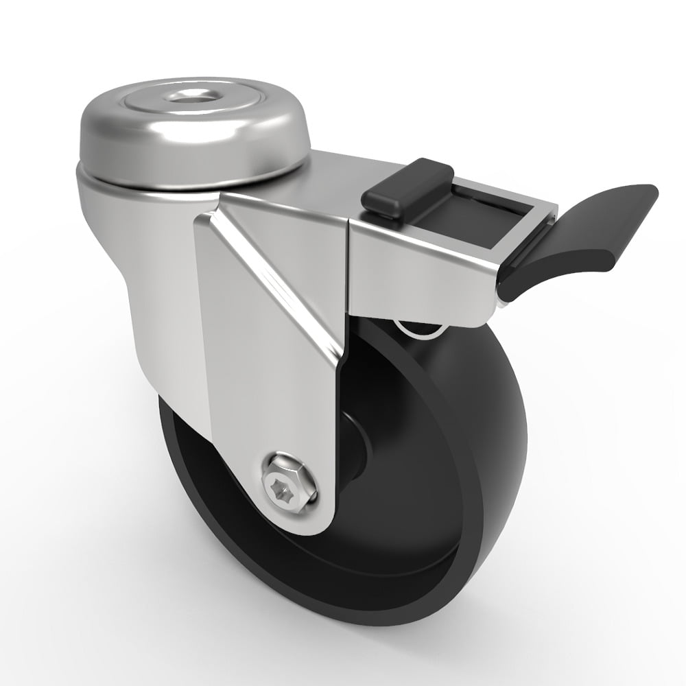 Polypropylene Bolt Hole Swivel Castor Brake 100mm 90kg Load