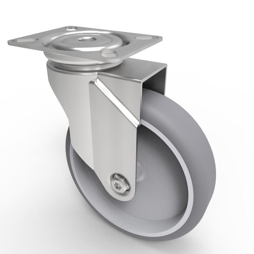 Rubber Swivel Castor Plate 125mm 100kg