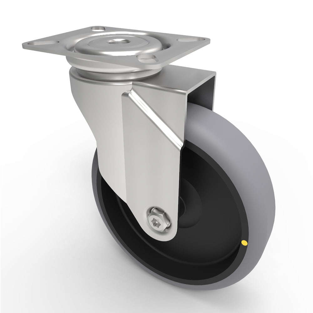 Electrically Conductive Rubber Plate Swivel Castor 125mm 100kg Load