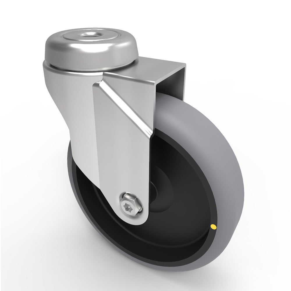 Electrically Conductive Rubber Bolt Hole Swivel Castor 125mm 100kg Load