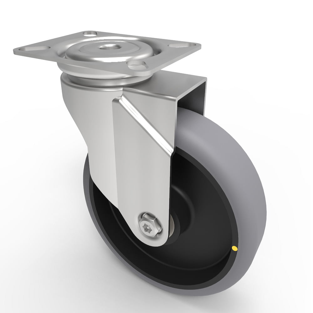 Electrically Conductive Rubber Plate Swivel Castor 125mm 100kg Load