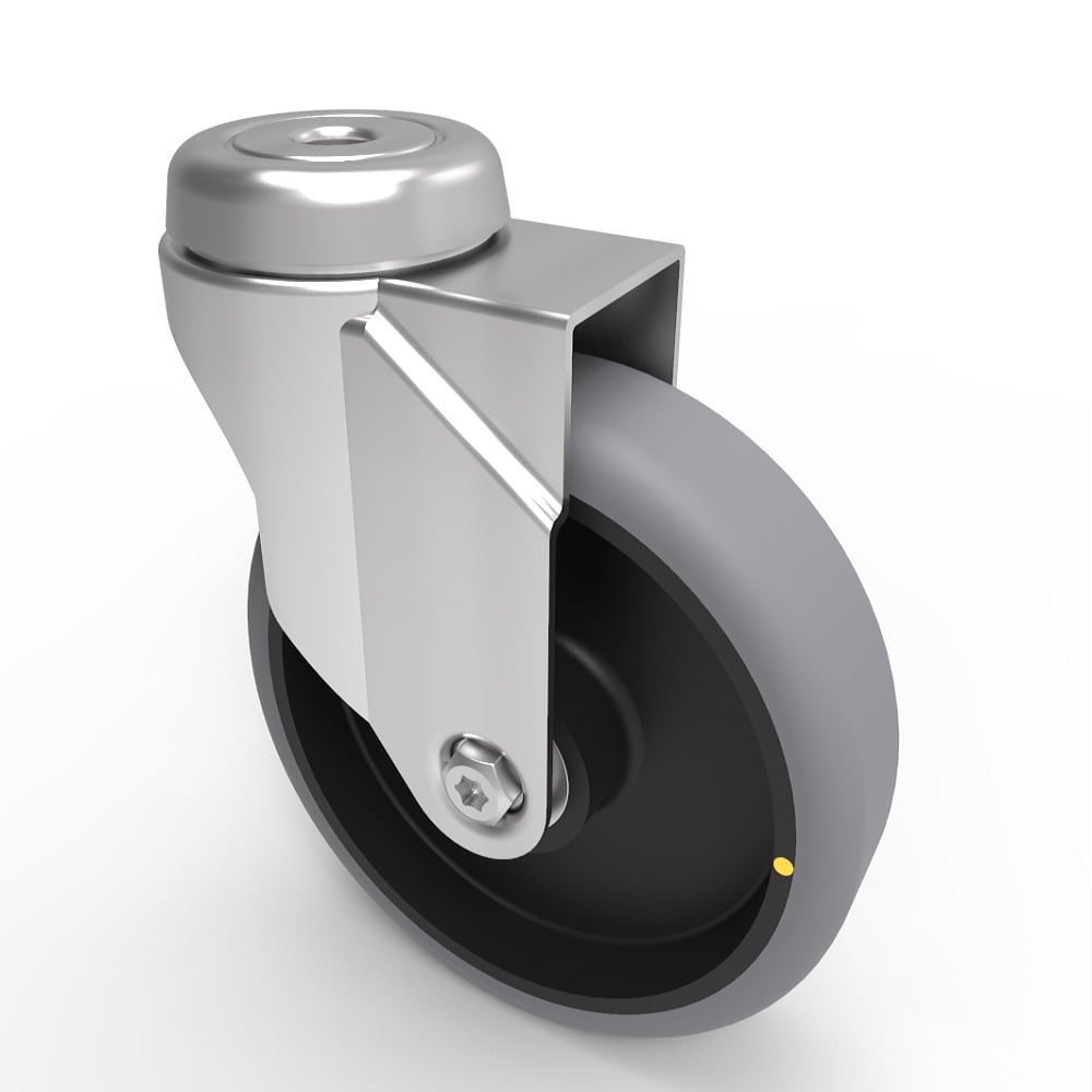 Electrically Conductive Rubber Bolt Hole Swivel Castor 125mm 100kg Load