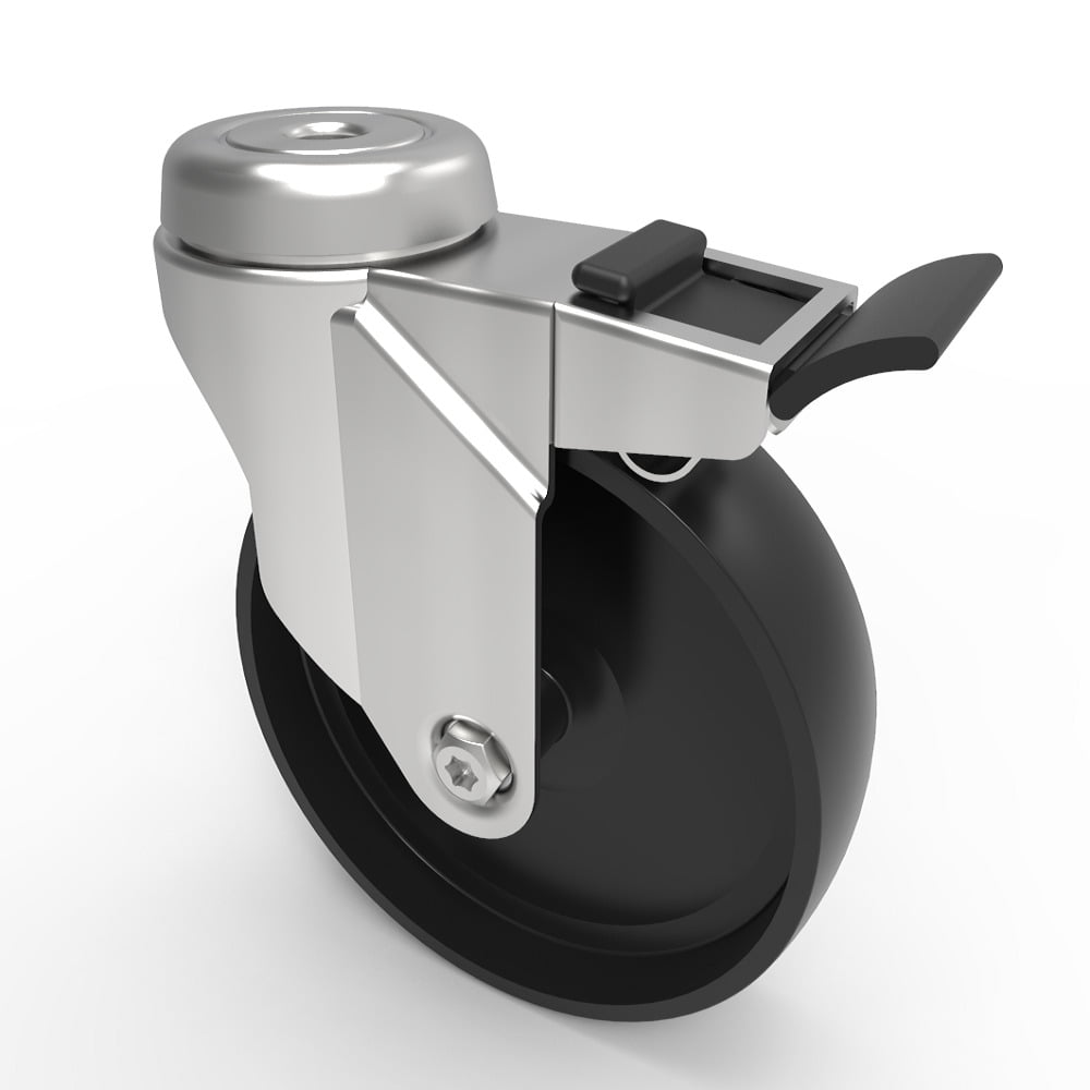 Polypropylene Bolt Hole Swivel Castor Brake 125mm 100kg Load