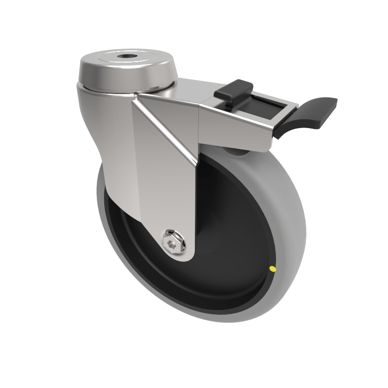 Electrically Conductive Rubber Bolt Hole Swivel Castor Brake 150mm 100kg