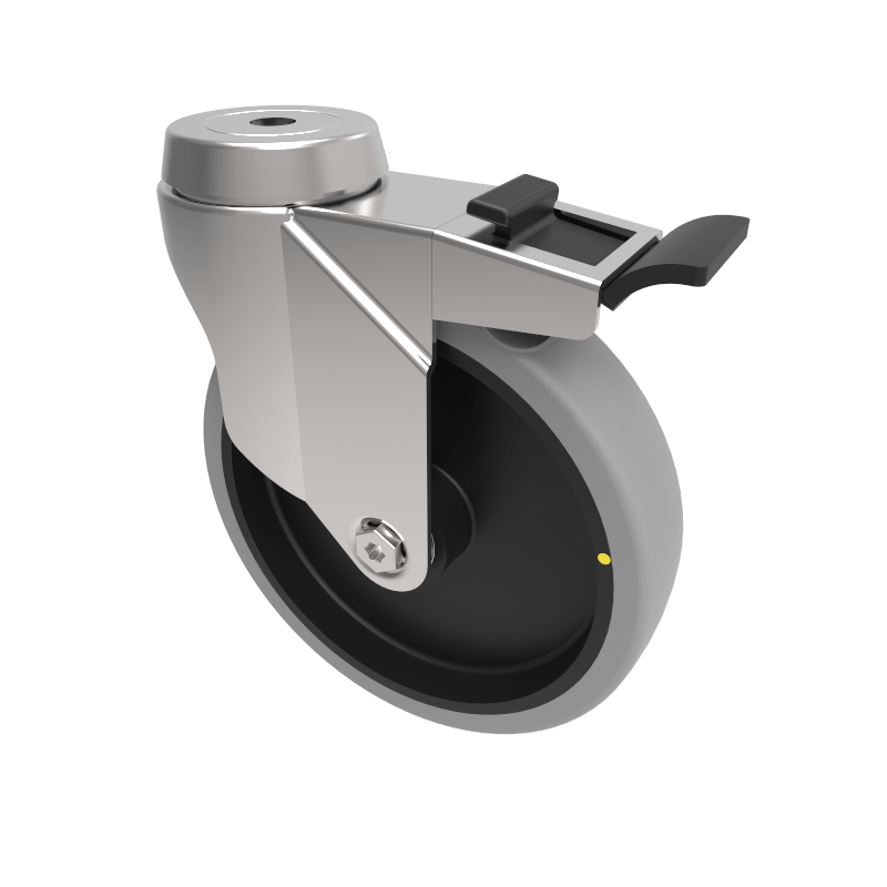 Electrically Conductive Rubber Bolt Hole Swivel Castor Brake 150mm 100kg