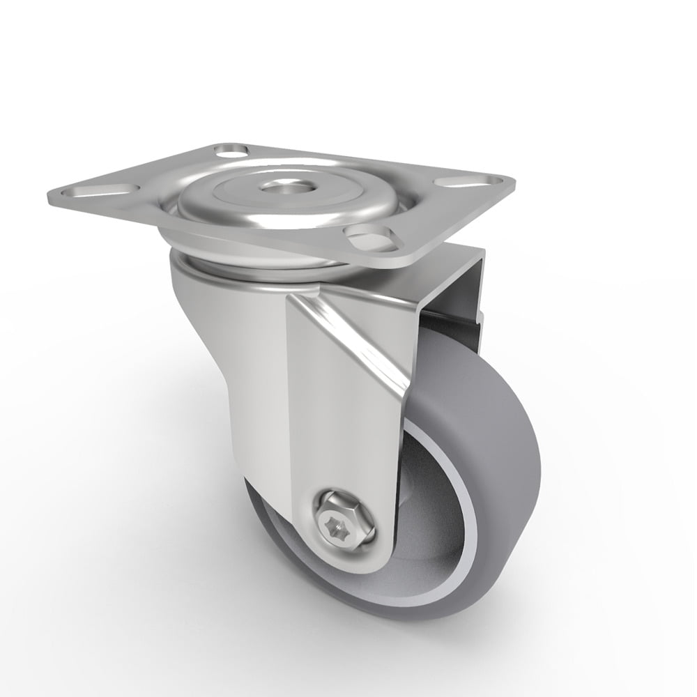 Rubber Swivel Castor Plate 75mm 70kg