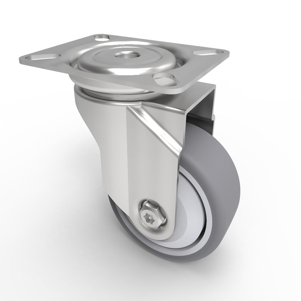 Rubber Swivel Castor Plate 75mm 70kg