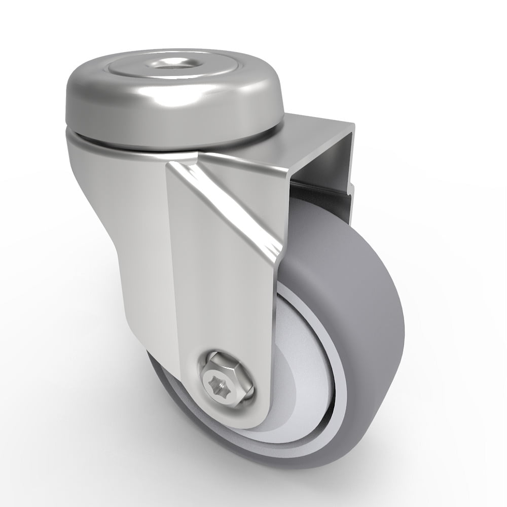 Rubber Swivel Castor Bolt Hole 75mm 70kg