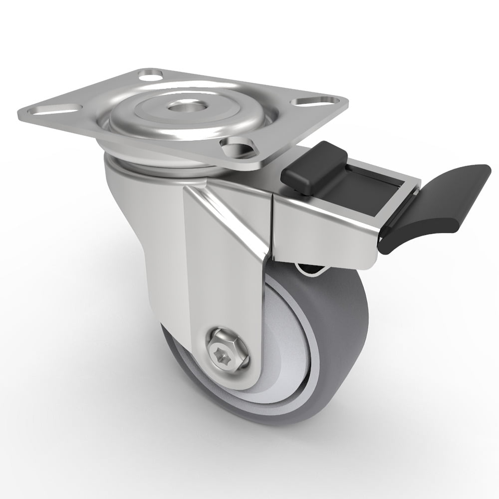 Rubber Swivel Castor Plate Brake75mm 70kg