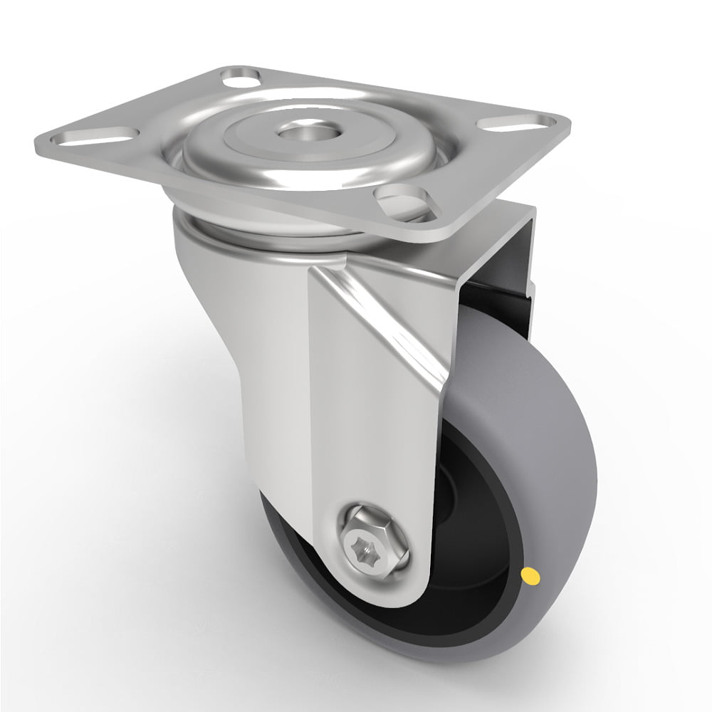 Electrically Conductive Rubber Plate Swivel Castor 75mm 70kg Load