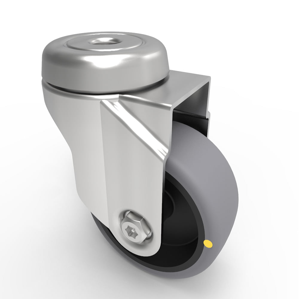 Electrically Conductive Rubber Bolt Hole Swivel Castor 75mm 70kg Load