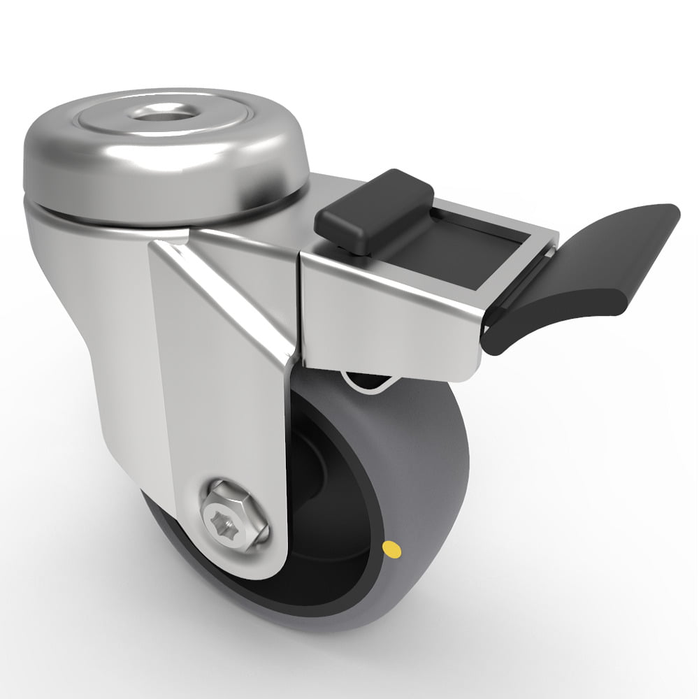 Electrically Conductive Rubber Bolt Hole Swivel Castor Brake 75mm 70kg