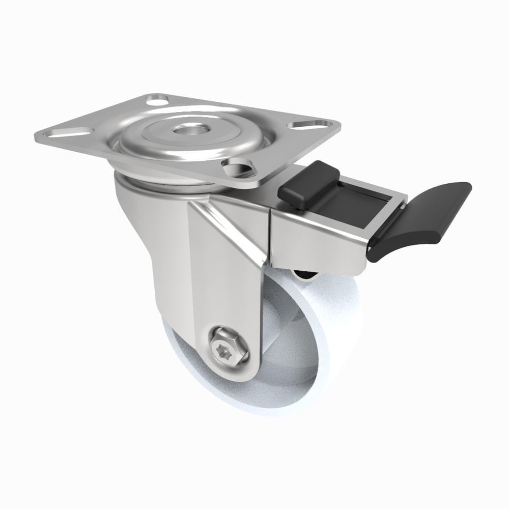 Nylon Plate Swivel Castor Brake 75mm 70kg Load