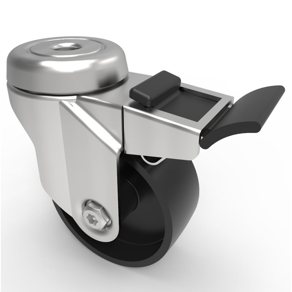 Polypropylene Bolt Hole Swivel Castor Brake 75mm 70kg Load