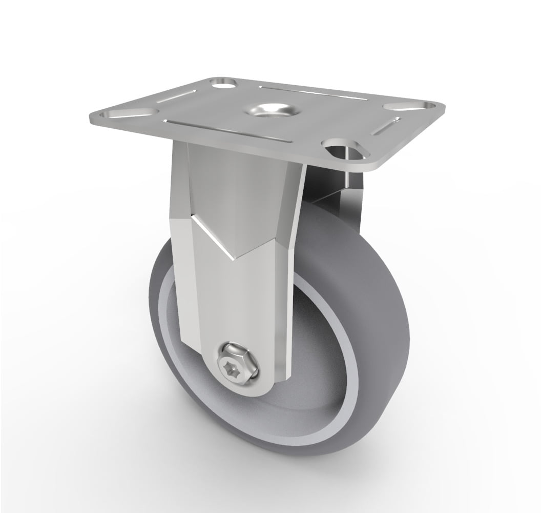 Rubber Fixed Castor Plate 100mm 90kg