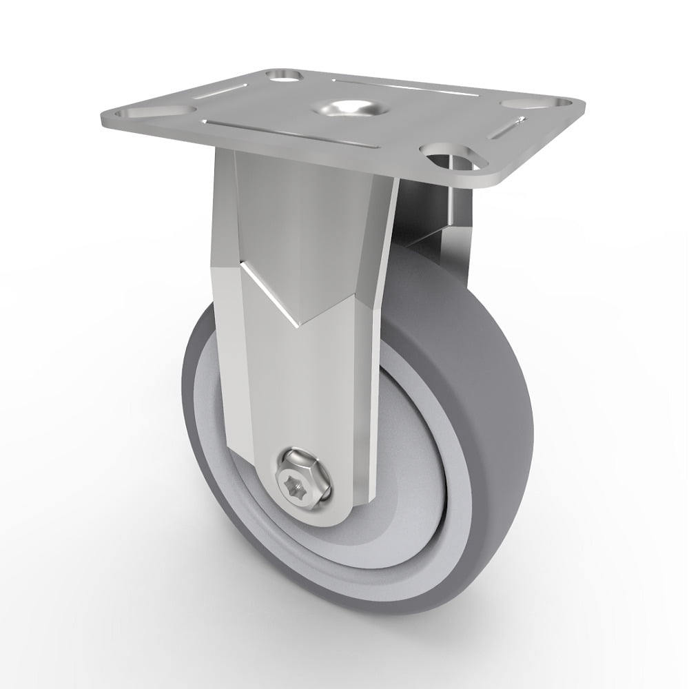 Rubber Fixed Castor Top Plate 100mm 90kg