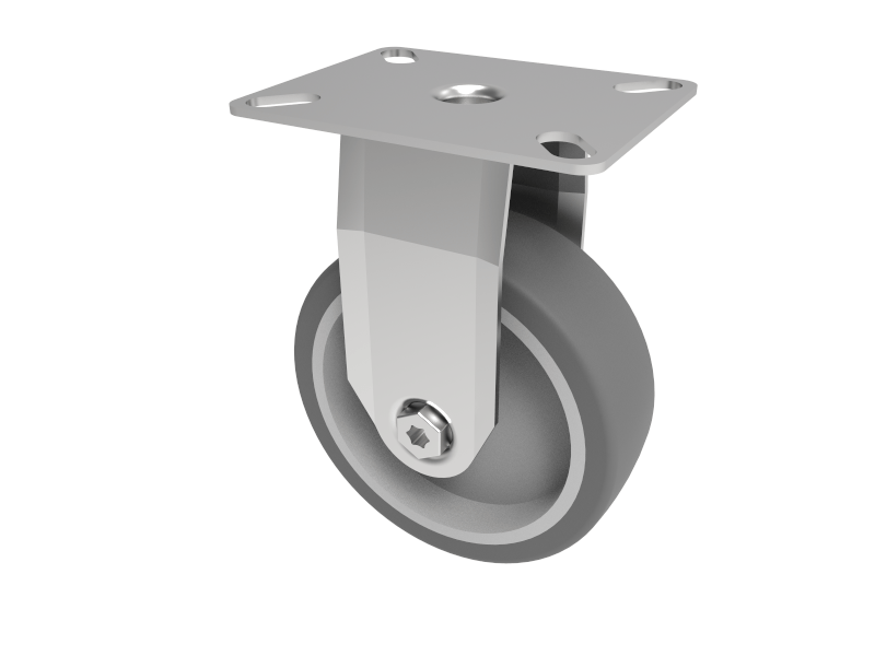 Rubber Fixed Castor Plate 125mm 100kg