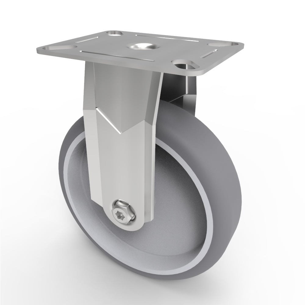 Rubber Fixed Castor Plate 125mm 100kg