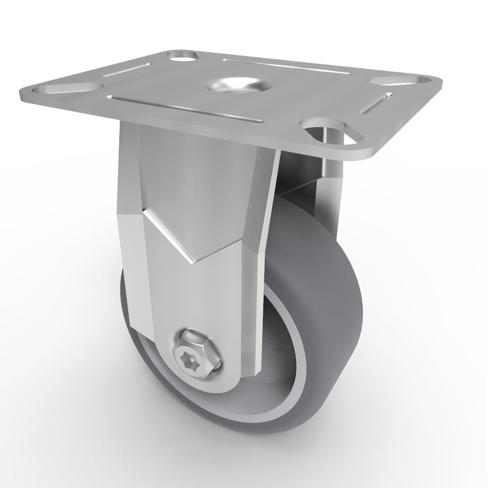 Rubber Fixed Castor Plate 75mm 70kg