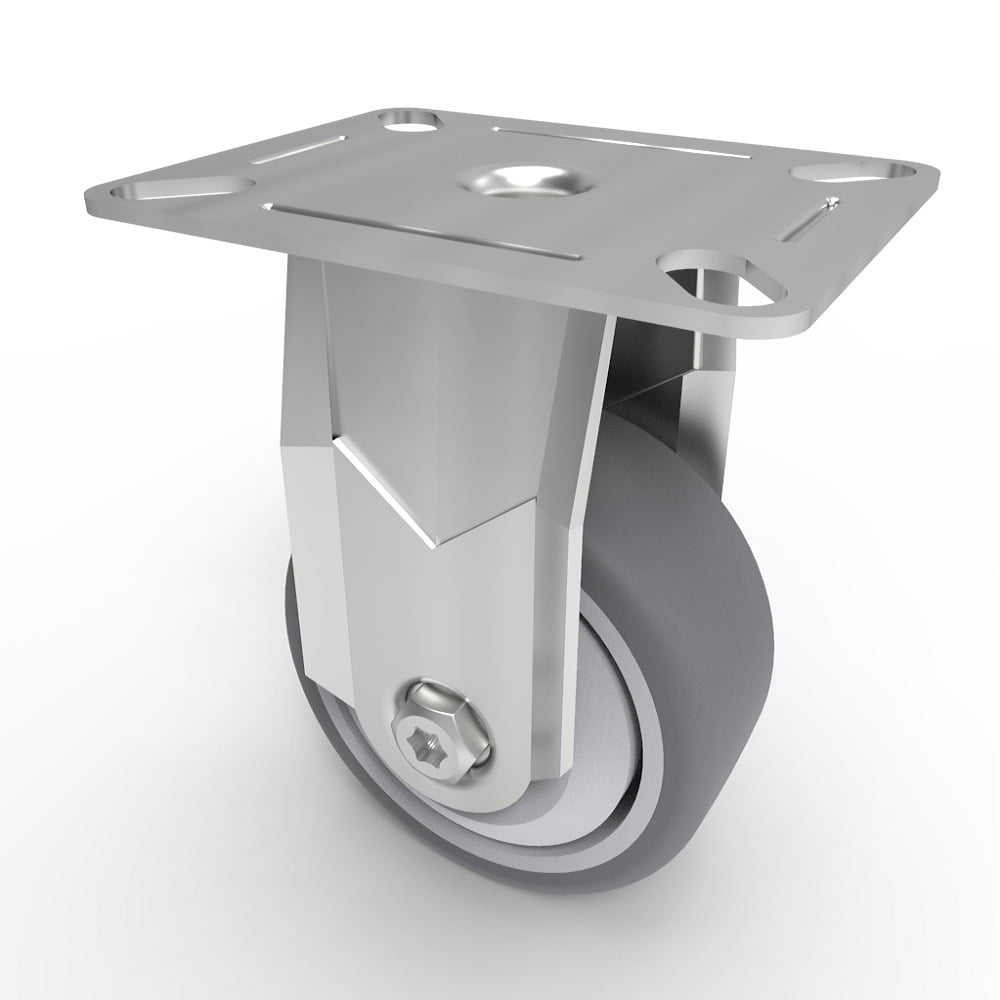 Rubber Fixed Castor Plate 75mm 70kg