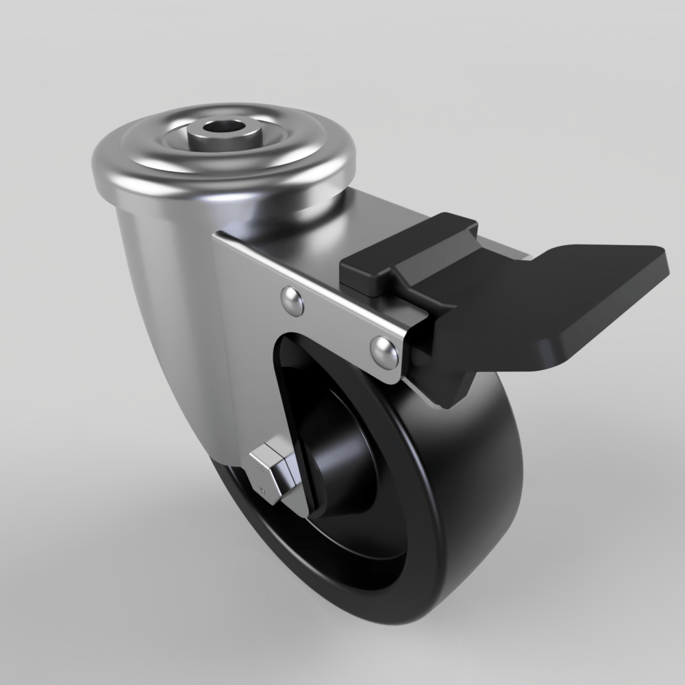 Ditherm Bolt Hole Swivel Castor Brake 125mm 230kg Load