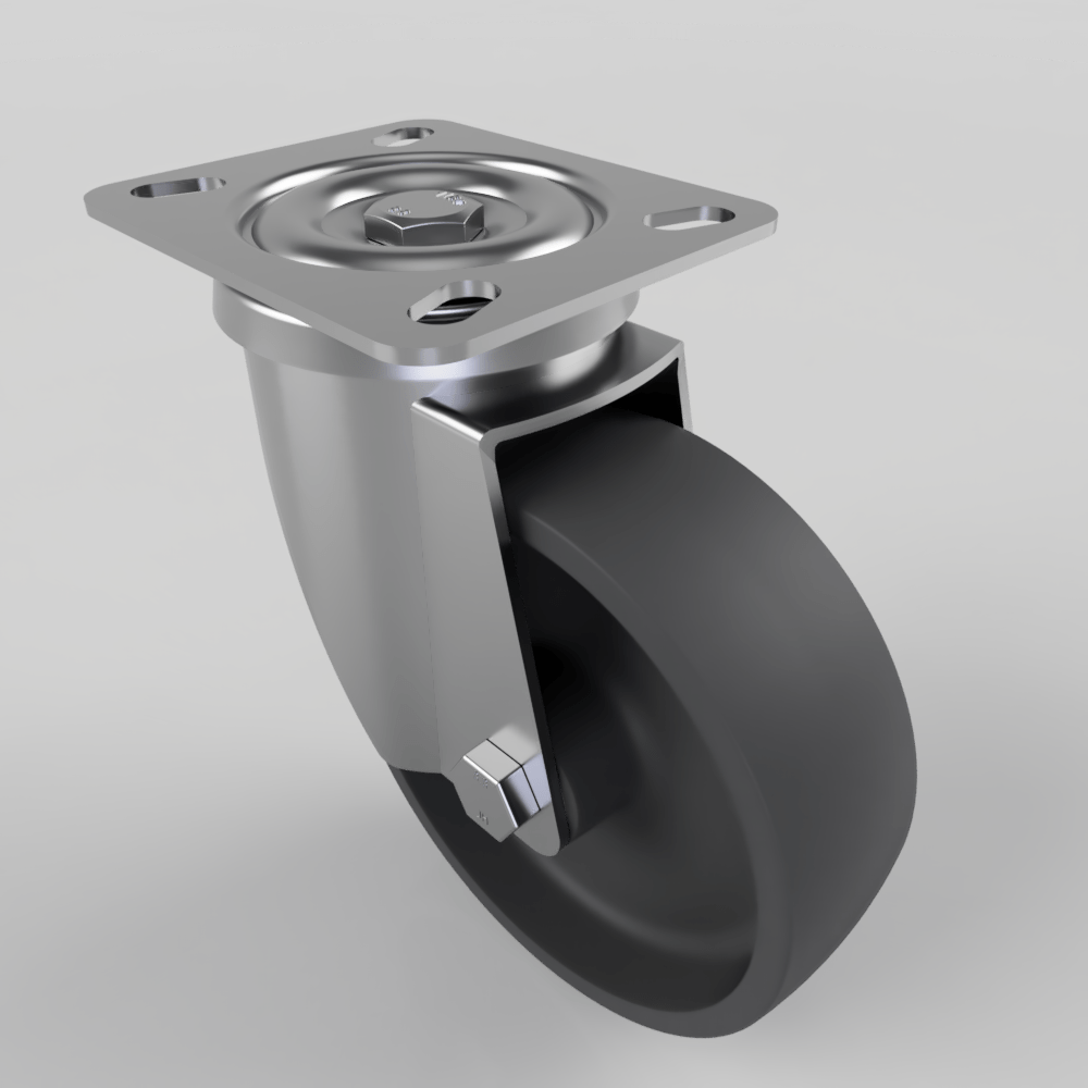 Thermoplastic Plate Swivel Castor 125mm 230kg Load