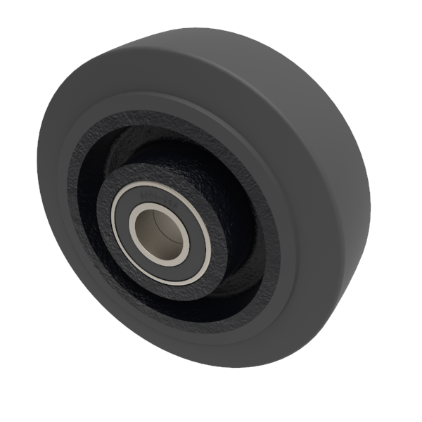 Elastic Rubber Cast Iron 125mm Ball Bearing Wheel 190kg Load