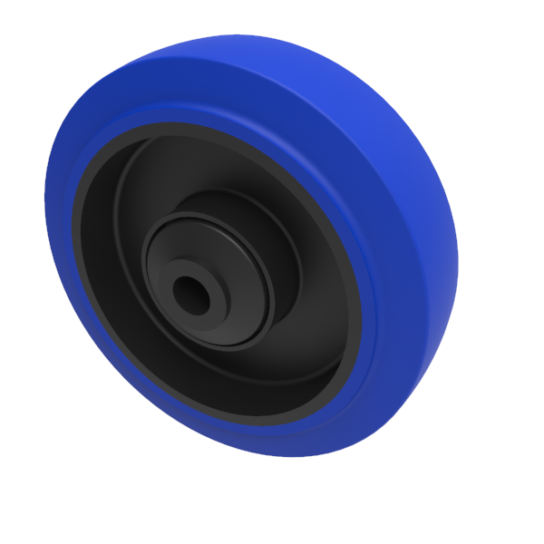 Blue Elastic Rubber 65ShoreA 125mm Ball Bearing Wheel 250kg Load