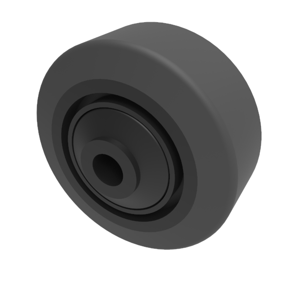 Black Elastic Rubber 65shore A 80mm Ball Bearing Wheel 150kg Load