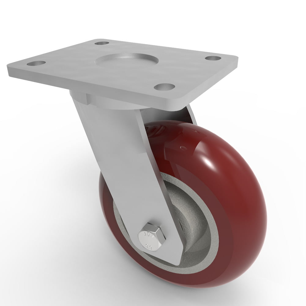 Ergonomic Polyurethane Plate Swivel Castor 150mm 575kg Load