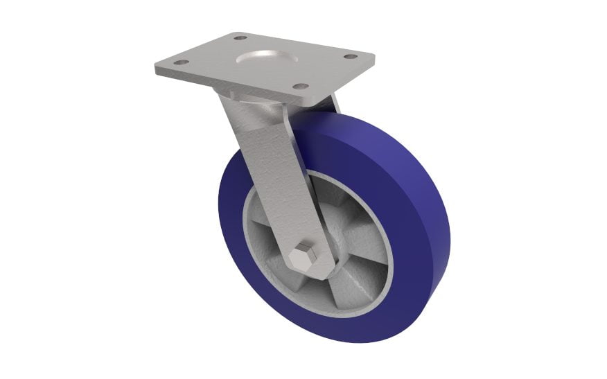 Softer Polyurethane Plate Swivel Castor 200mm 600kg Load