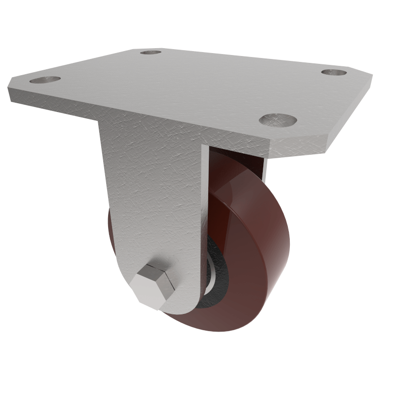 Polyurethane Cast Iron Plate Fixed Castor 100mm 300kg Load